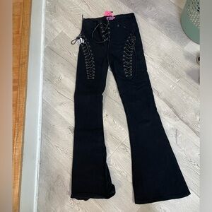 Brand new Edikted Tie Up Jeans black size small